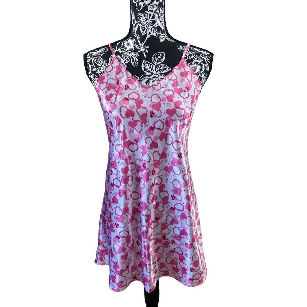 Valentines Day Heart Gown Nightie Sexy Lingerie Satin Hearts Night Dress